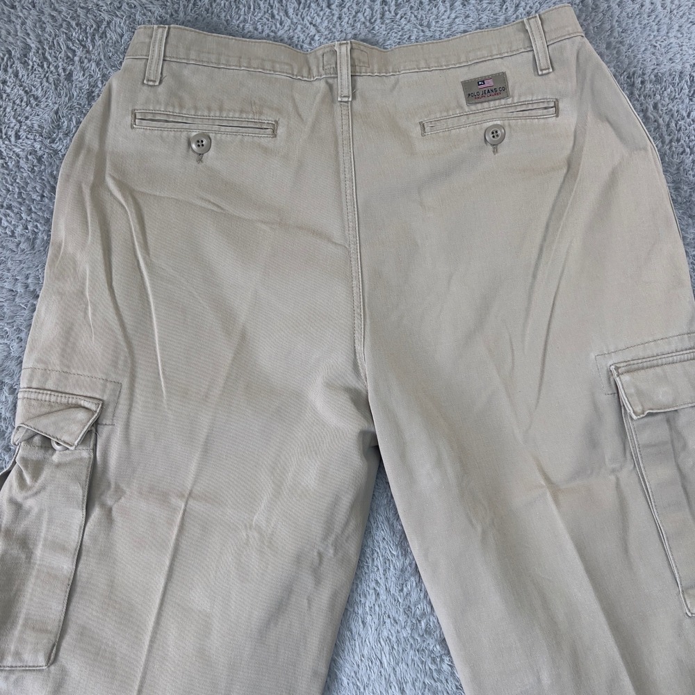 Vintage Y2K Polo Jeans Ralph Lauren Khaki Wide Leg Freighter Cargo Pants 36x29 - Picture 5 of 10